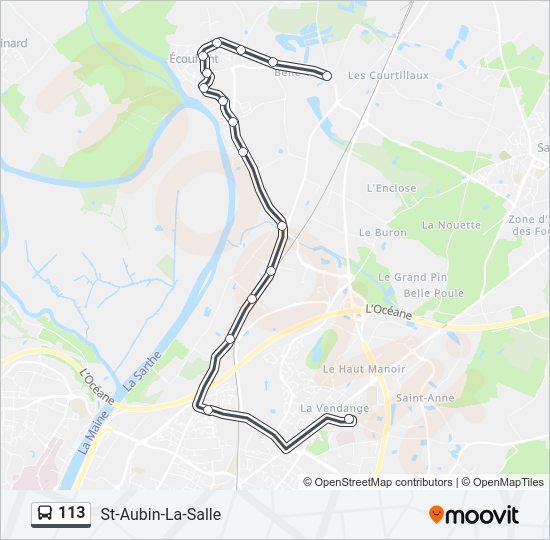 Plan de la ligne 113 de bus