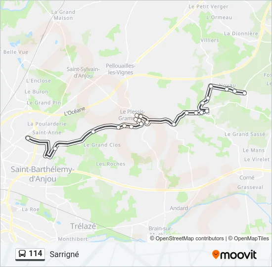 114 Bus Line Map
