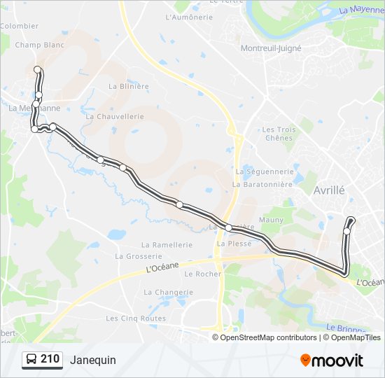 Mapa de 210 de autobús