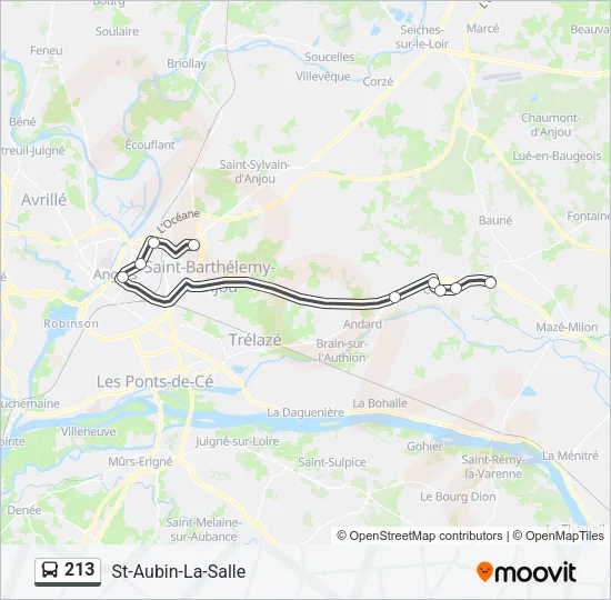 Plan de la ligne 213 de bus