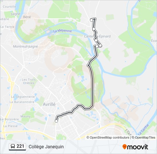 Plan de la ligne 221 de bus