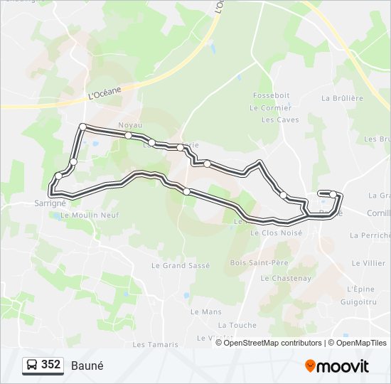 Mapa de 352 de autobús