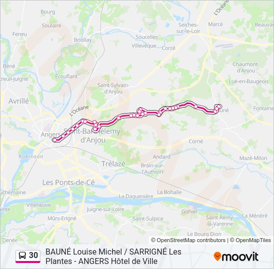 Plan de la ligne 30 de bus