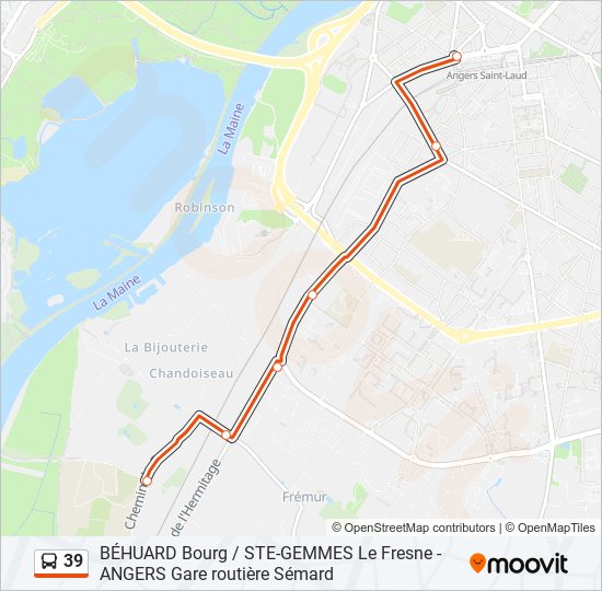 Plan de la ligne 39 de bus