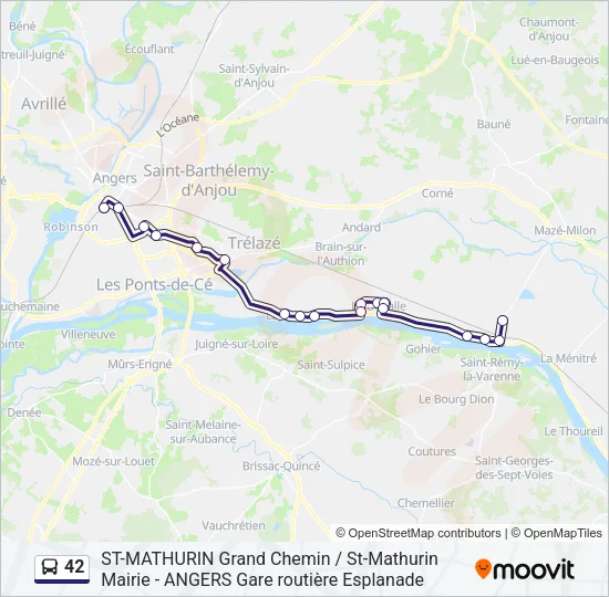 Plan de la ligne 42 de bus