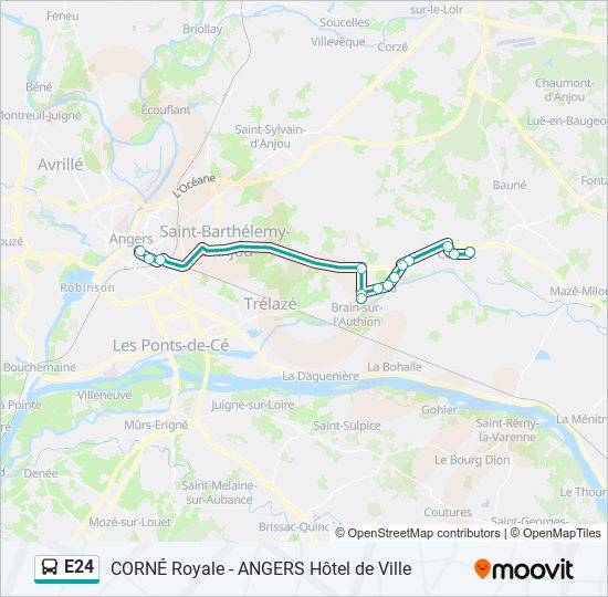 E24 bus Line Map