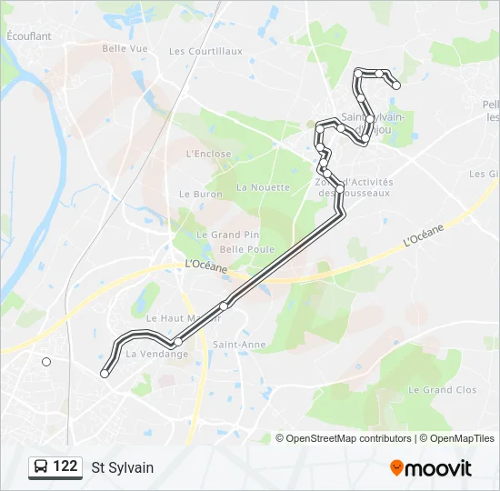 Plan de la ligne 122 de bus