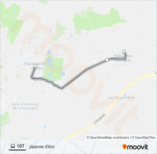 Plan de la ligne 107 de bus