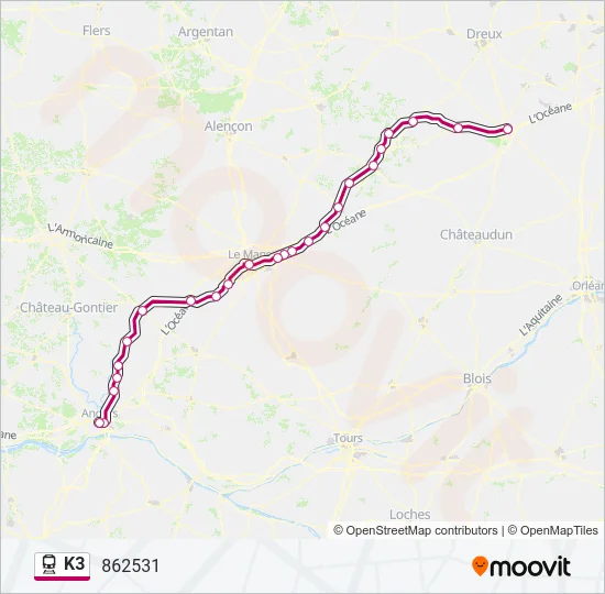 K3 Train Line Map