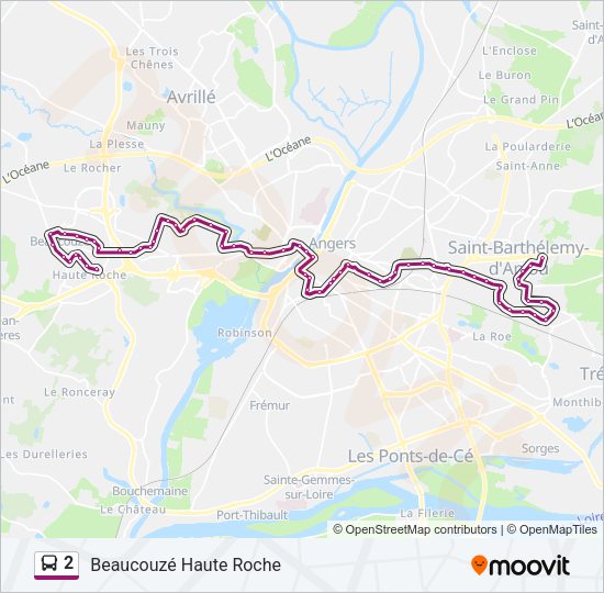 Plan de la ligne 2 de bus