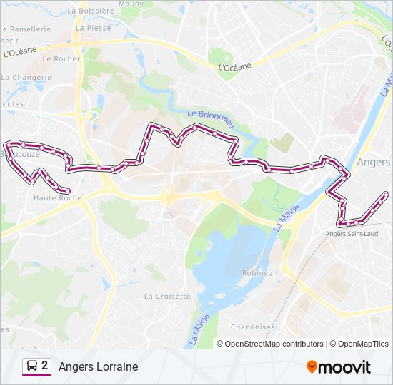 Plan de la ligne 2 de bus