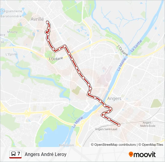 7 Itinéraire: Horaires, Arrêts & Plan - Angers André Leroy (mis à jour)