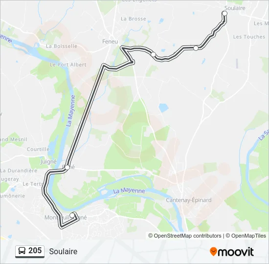 205 Bus Line Map