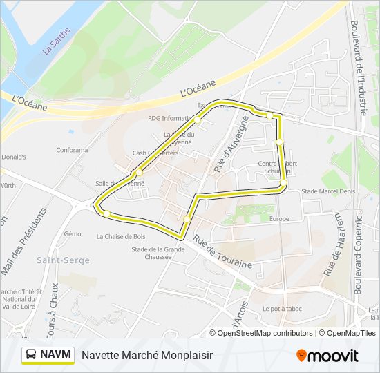 Plan de la ligne NAVM de bus