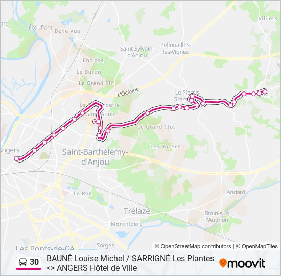 Plan de la ligne 30 de bus