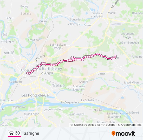 Plan de la ligne 30 de bus