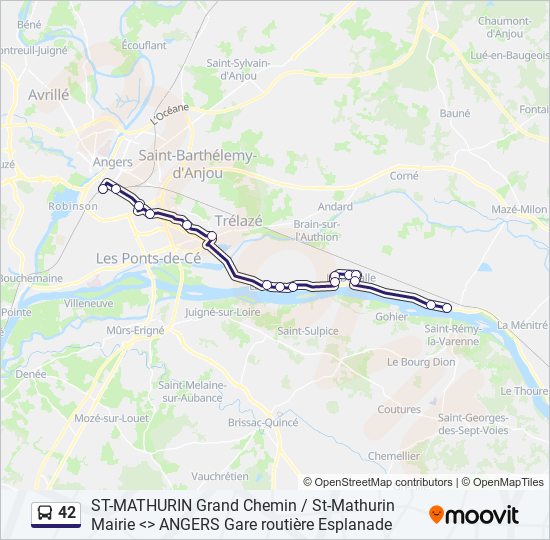 Plan de la ligne 42 de bus