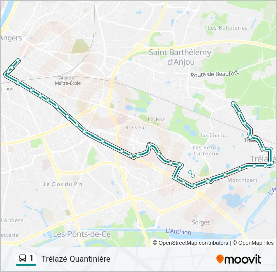 Plan de la ligne 1 de bus