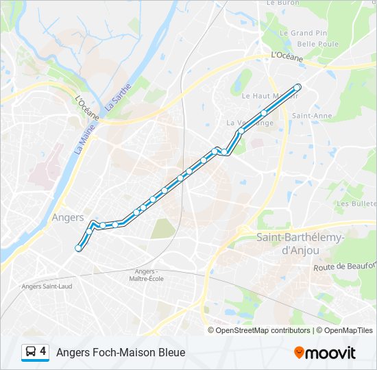 Plan de la ligne 4 de bus