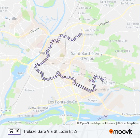 Plan de la ligne 10 de bus