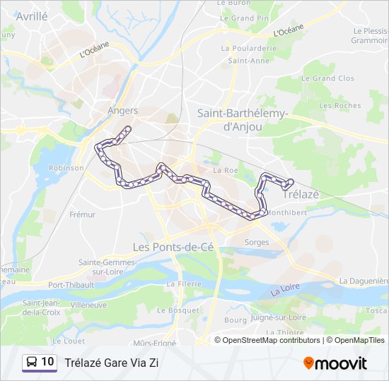 Plan de la ligne 10 de bus