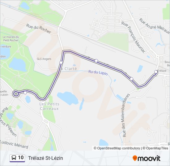 Plan de la ligne 10 de bus