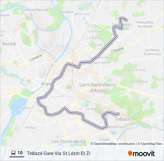 10 Route: Schedules, Stops & Maps - Trélazé Gare Via St Lézin Et Zi ...