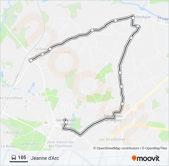 Plan de la ligne 105 de bus