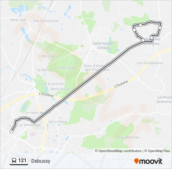 Plan de la ligne 121 de bus