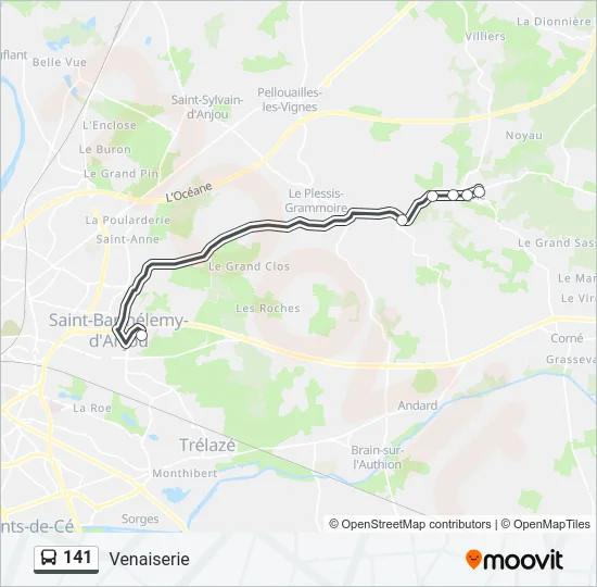 Plan de la ligne 141 de bus