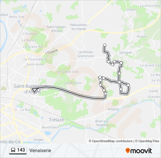 Plan de la ligne 143 de bus