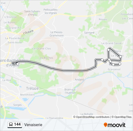 Plan de la ligne 144 de bus