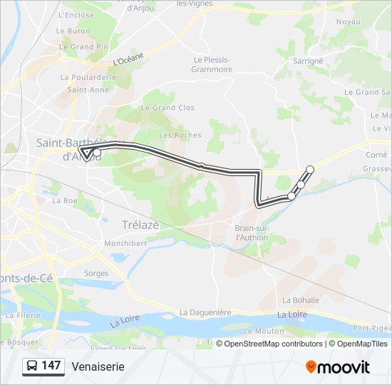 Plan de la ligne 147 de bus