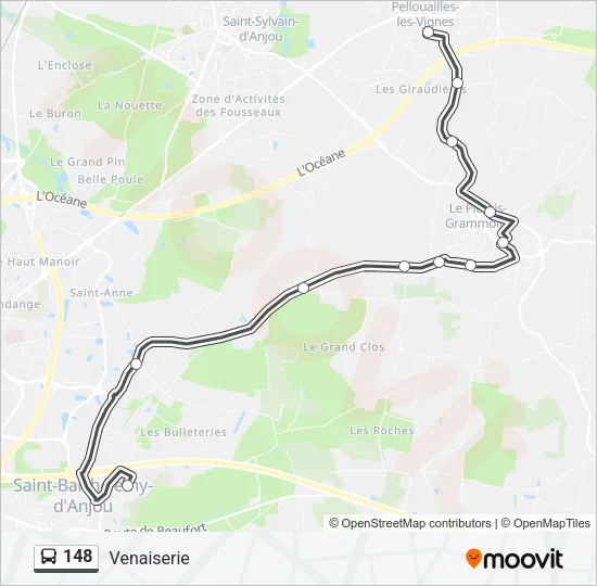 Plan de la ligne 148 de bus
