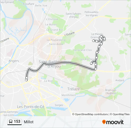 Plan de la ligne 153 de bus