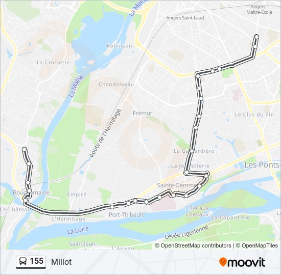 155 bus Line Map