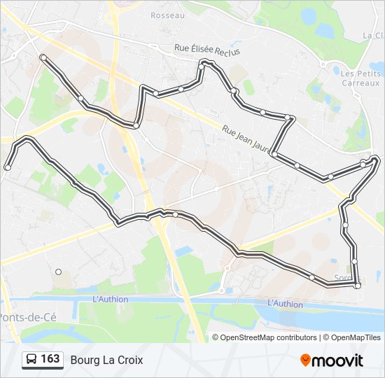 Plan de la ligne 163 de bus