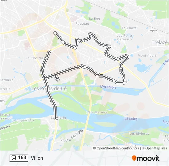 Plan de la ligne 163 de bus