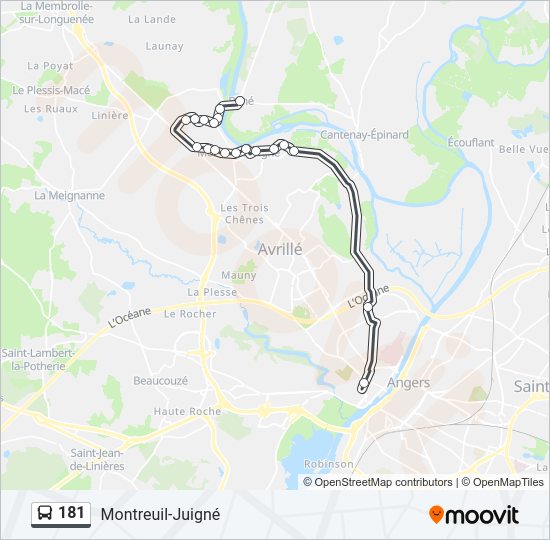 Plan de la ligne 181 de bus