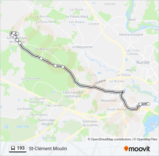 Plan de la ligne 193 de bus