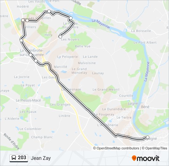 Plan de la ligne 203 de bus