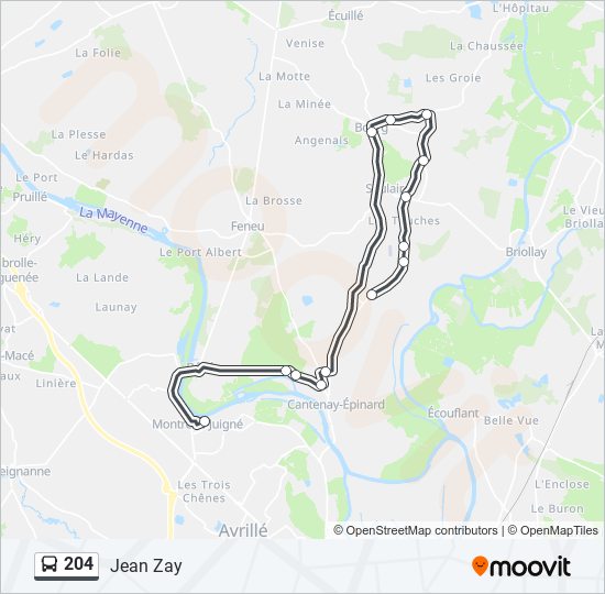 Mapa de 204 de autobús