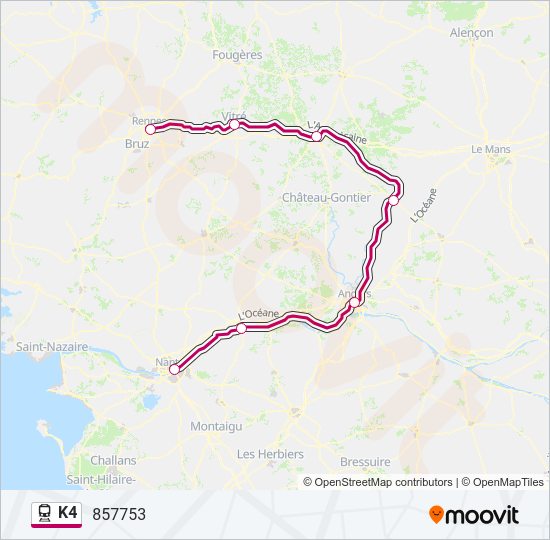 Plan de la ligne K4 de train