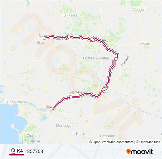 Plan de la ligne K4 de train