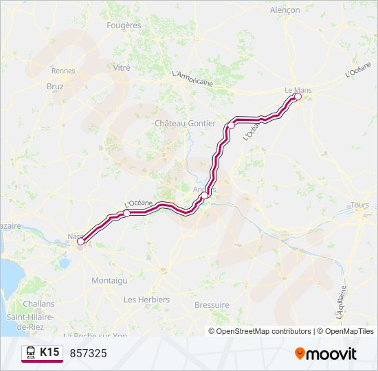 Plan de la ligne K15 de train