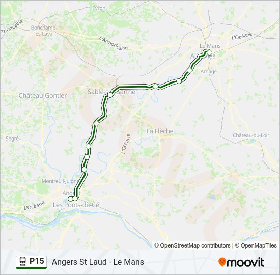 Plan de la ligne P15 de train