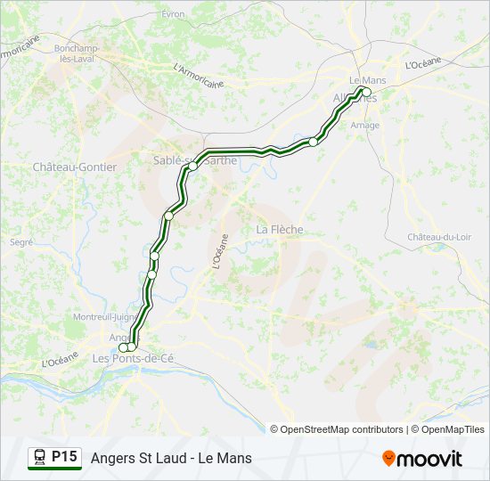 Plan de la ligne P15 de train