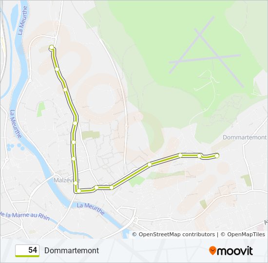 54 bus Line Map