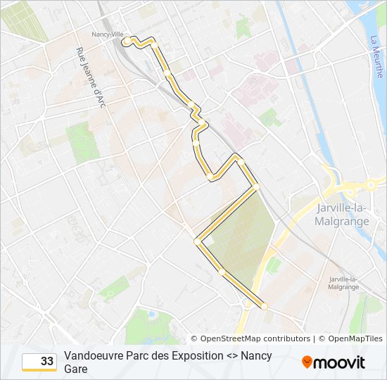 Plan de la ligne 33 de bus