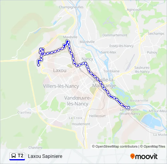 T2 Bus Line Map